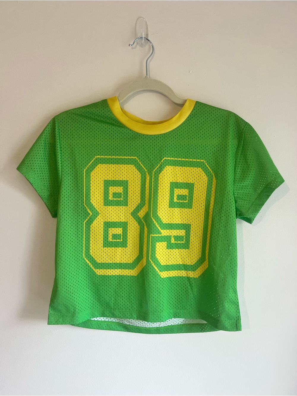 Women’s Green & Yellow Athletic Jersey Mesh Tee with '89' Graphic